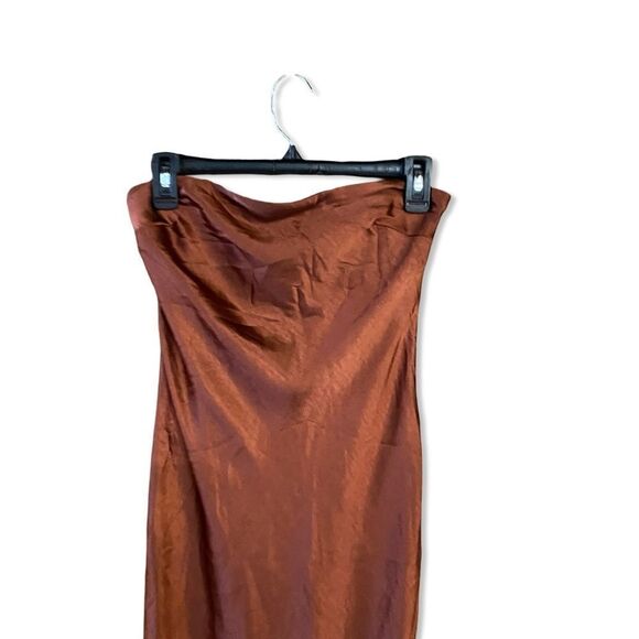 NWT More To Come Emma Strapless Maxi Dress Chocolate satin strapless Revolve S - Picture 6 of 8